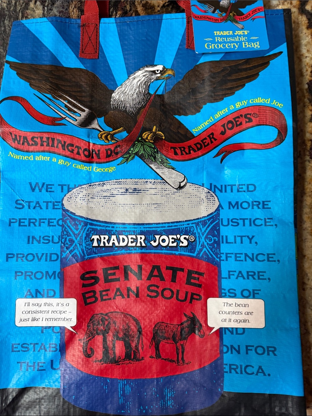 NWT Trader Joe’s Washington DC shopping bag White House Senate Bean Soup - Picture 5 of 8